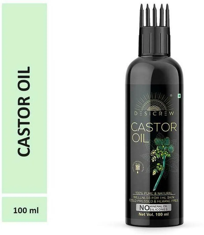 Desi Crew Castor Oil with Comb Applicator Cold Pressed for Hair and Skin Oil 100 ml